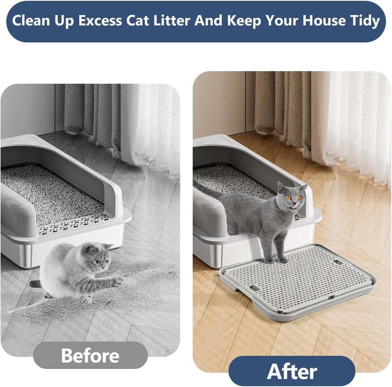 Lanstics Litter Box Step, Litter Box Ramp Grey Litter Catcher with Filter Function Cat Steps for Litter Boxes Anti-Tracking & Easy to Clean, Ideal for Kitten & Elderly Cats (16.5"x11.2") - Image 5